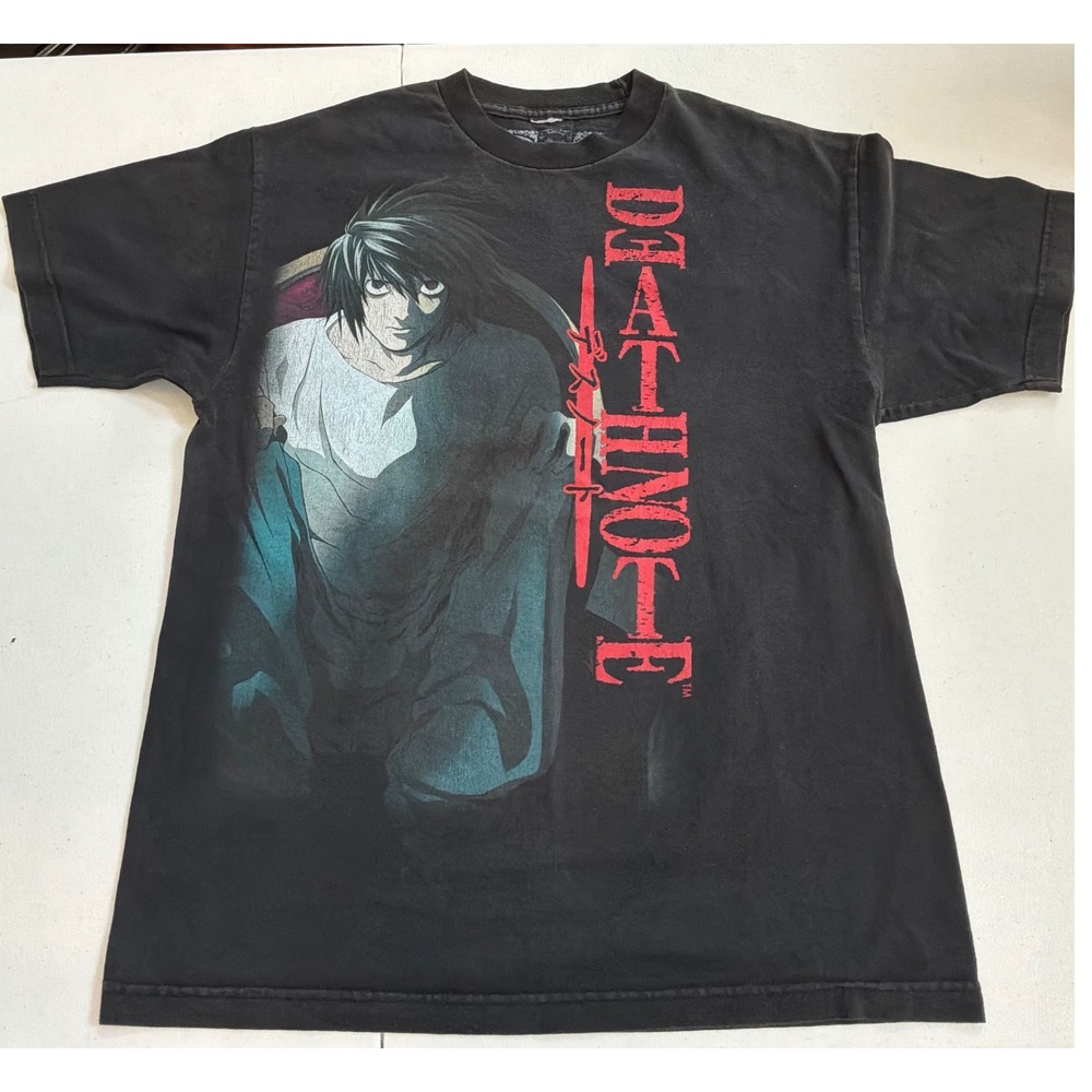 Death Note L Lawliet Graphic T-Shirt Mens Medium Black Shonen Jump Anime Tee